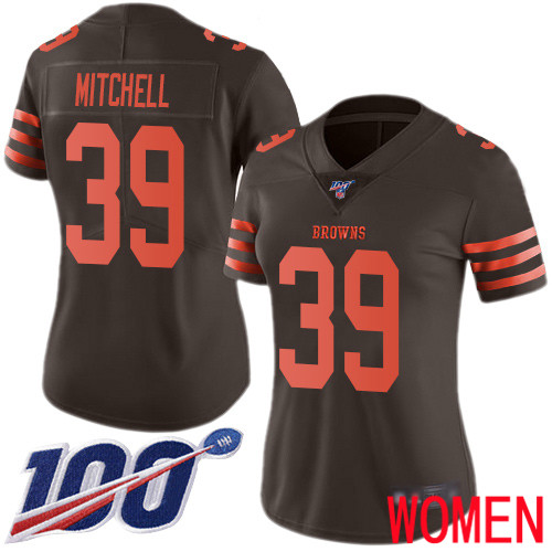 Cleveland Browns Terrance Mitchell Women Brown Limited Jersey 39 NFL Football 100th Season Rush Vapor Untouchable